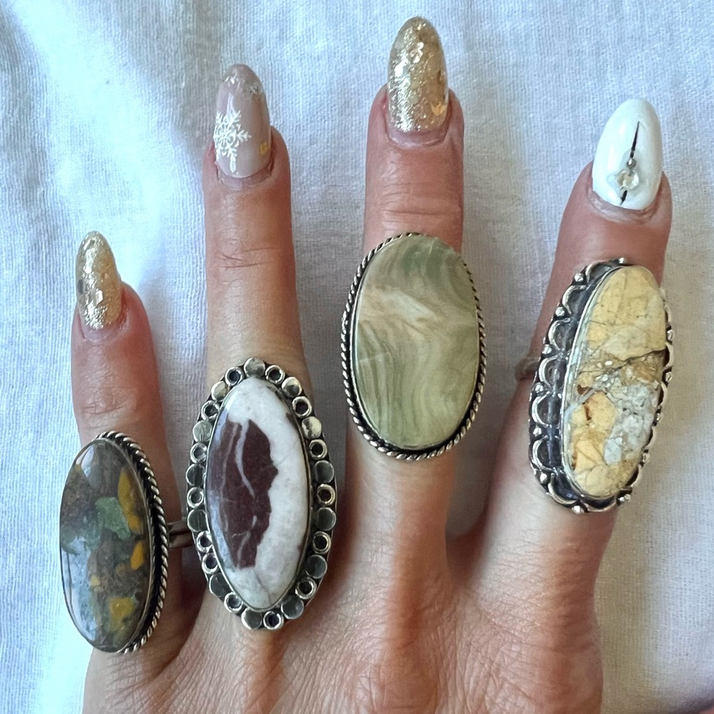 925 You Choose! Agate or Jasper Ring -
All size 6.5